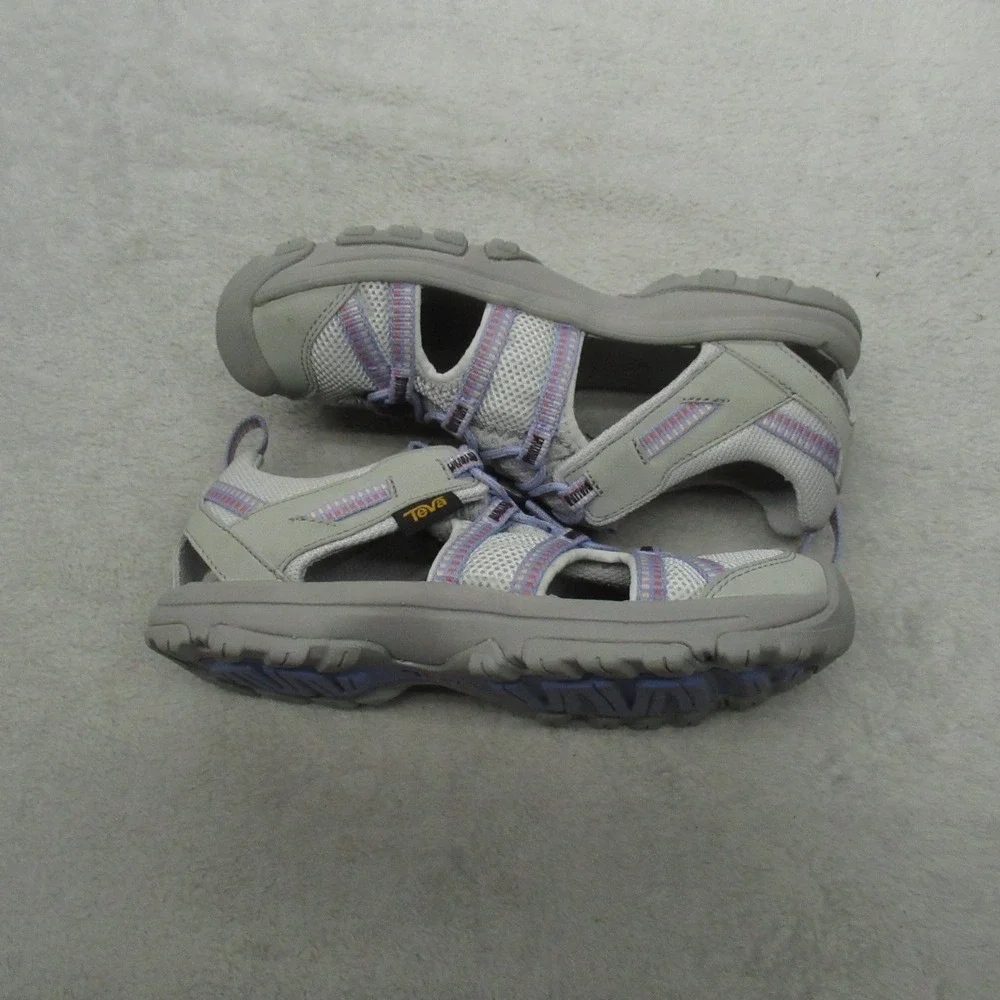 Teva Kids 3‎ Manatee Sandals Grey Bungee Lace Footbed Athletic Outdoor Hiking
